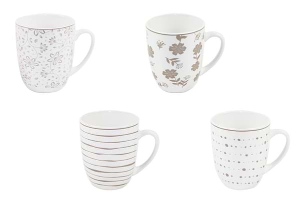 Фото - Набір чашок Ardesto Ravenna 4 шт. 360 мл біло-бежевий (AR1336RS)