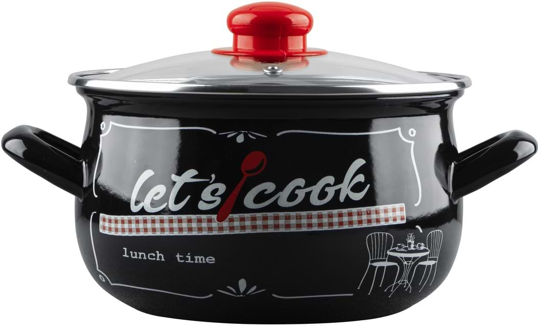 Каструля Gusto GT-T-122-LCB Давайте готувати чорна 22 см 5.1 л - Фото 1