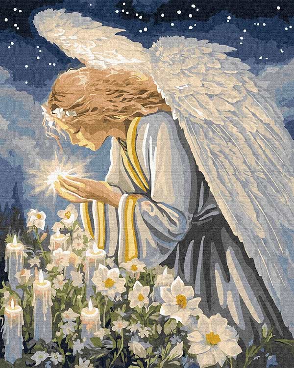 Фото - Картина по номерам Ideyka Молитва ангела с красками металлик 40х50 см (KHO8528)