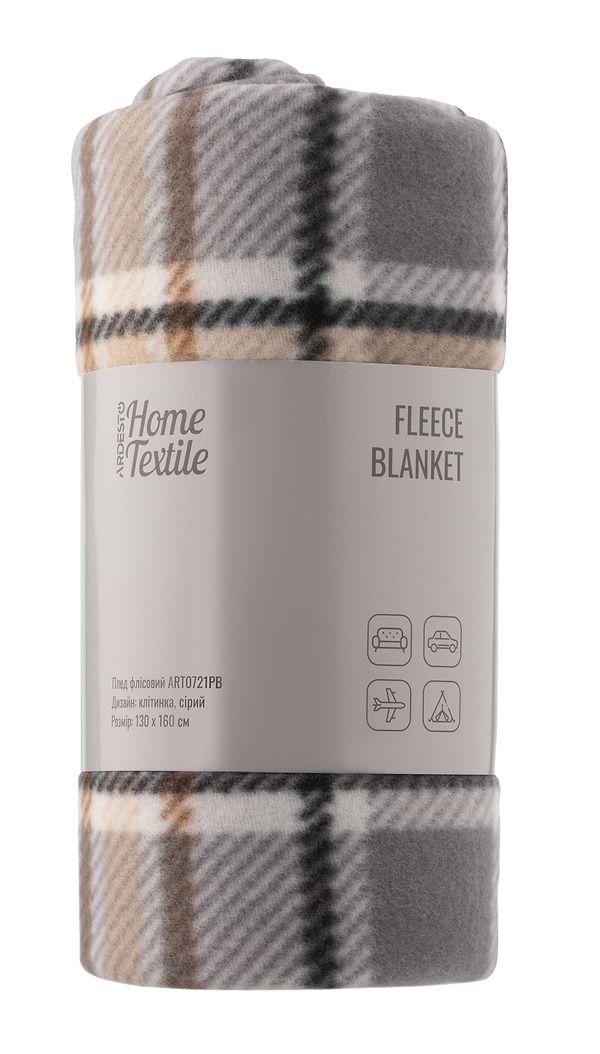 Фото - Плед односпальный Ardesto Fleece 130x160 см клетка, серый (ART0721PB)