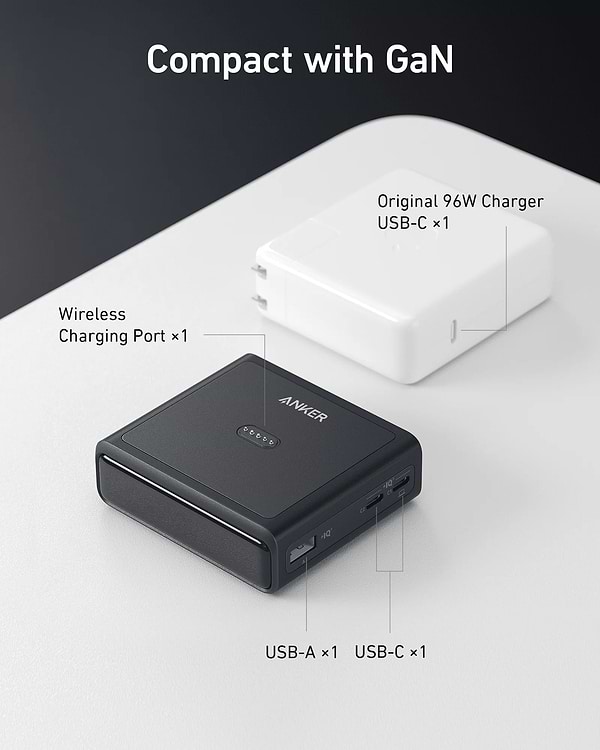 Фото - Мережевий зарядний пристрій Anker Charging Base for Anker Prime 100W, 2xUSB-C, 1xUSB-A, Pogo pin (A1902311)