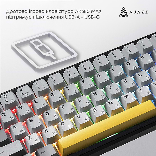 Фото - Клавиатура проводная игровая Ajazz AK680 MAX Magnetic Switch RGB USB Black (AK680-M-BGY-AW)