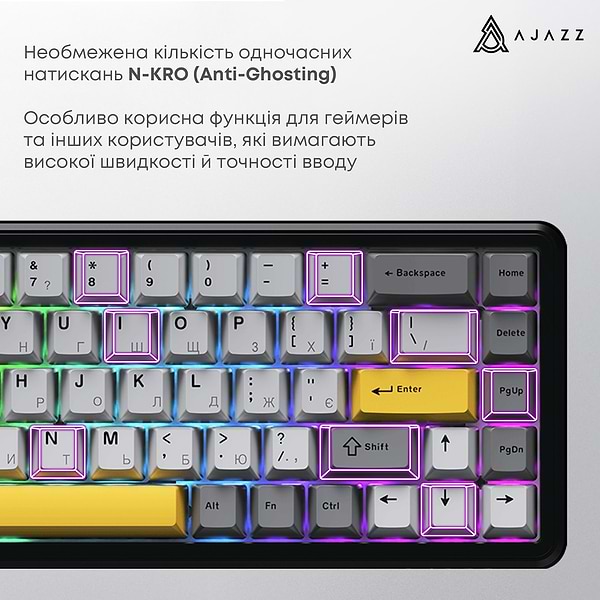 Фото - Клавиатура проводная игровая Ajazz AK680 MAX Magnetic Switch RGB USB Black (AK680-M-BGY-AW)