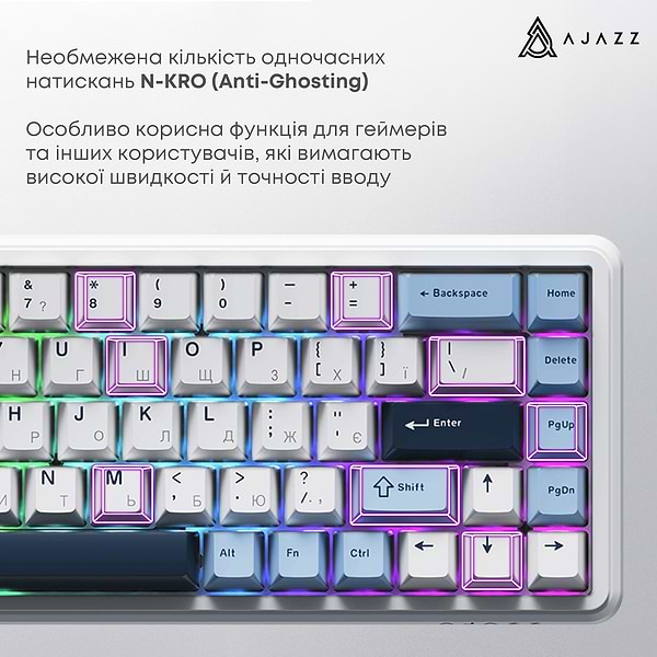 Фото - Клавіатура дротова ігрова Ajazz AK680 MAX Magnetic Switch RGB USB White (AK680-M-BWD-AW)