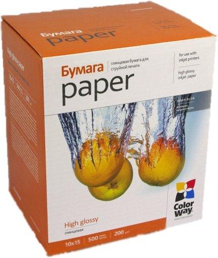 Фотобумага Colorway Глянц. 200г/м, 10x15 PG200-500 карт.уп. - Фото 1