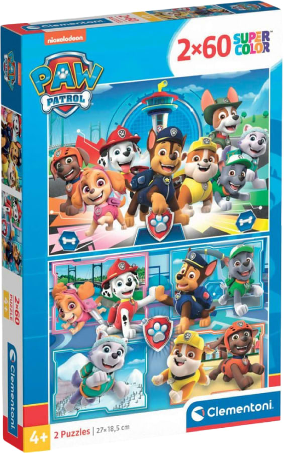 Пазлы (3-4 года) Clementoni 2 в 1 Paw Patrol 2 по 60 эл. (21617)