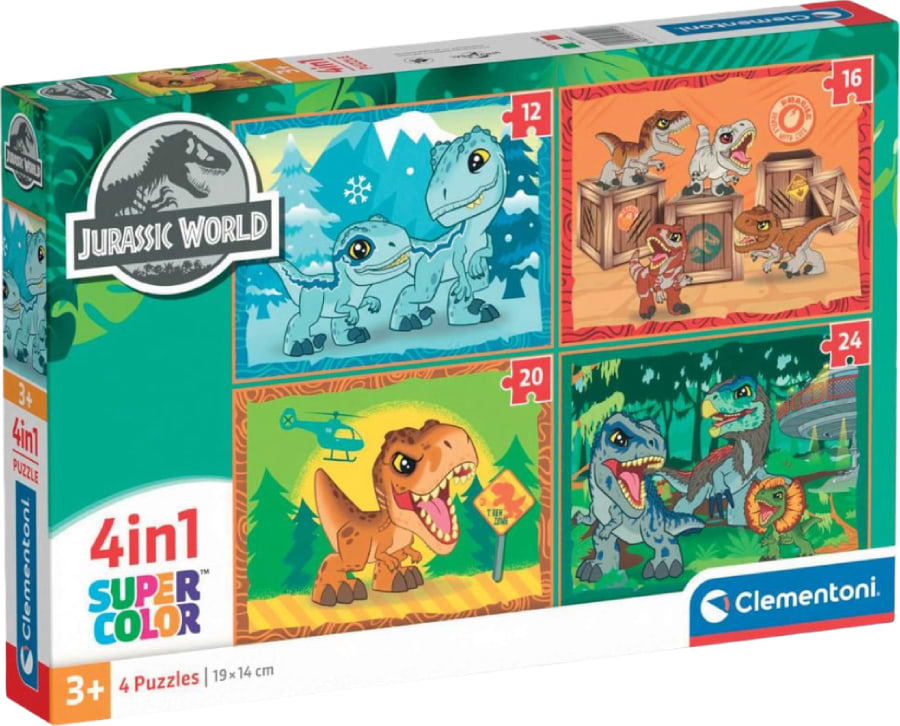 Пазли (3-4 роки) Clementoni 4 в 1 Jurassic World 12,16,20 та 24 ел. (21521) - Фото 1