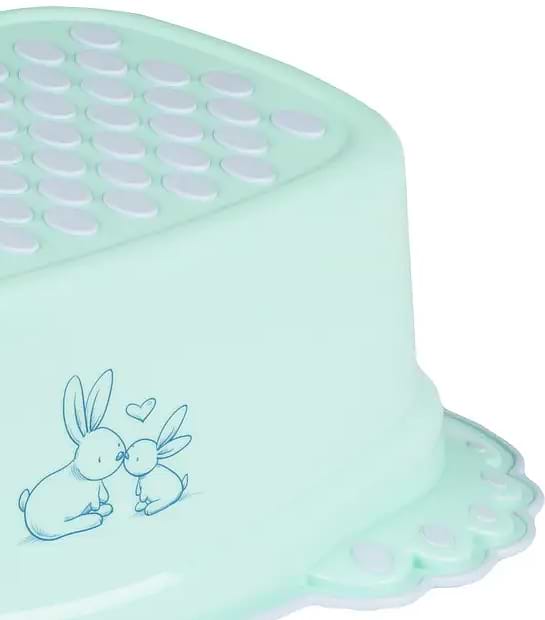 Фото - Підставка дитяча під умивальник Tega Baby Зайчики з антиковзаючою гумою М'ятний (KR-006-105)