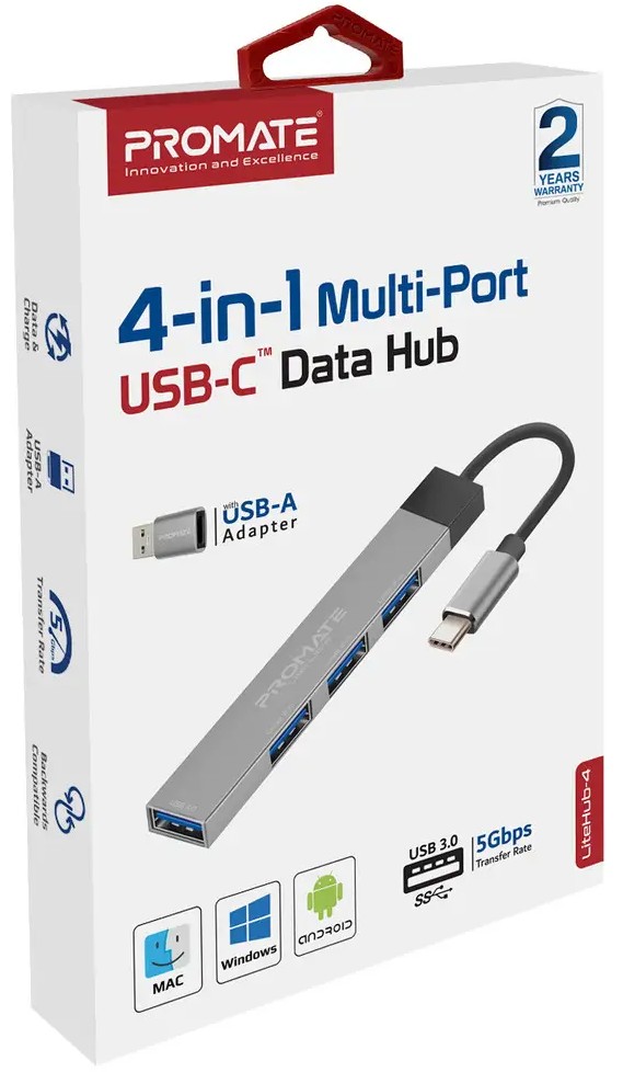 Фото - Хаб USB Promate Litehub-4 Grey