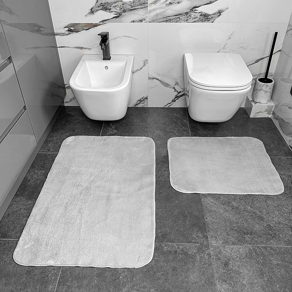 Фото - Набор ковров с эко-мехом DarianA Moon 50х60+60х90 см Светло-серый (1000009443) Фото - Набор ковров с эко-мехом DarianA Moon 50х60+60х90 см Светло-серый (1000009443)