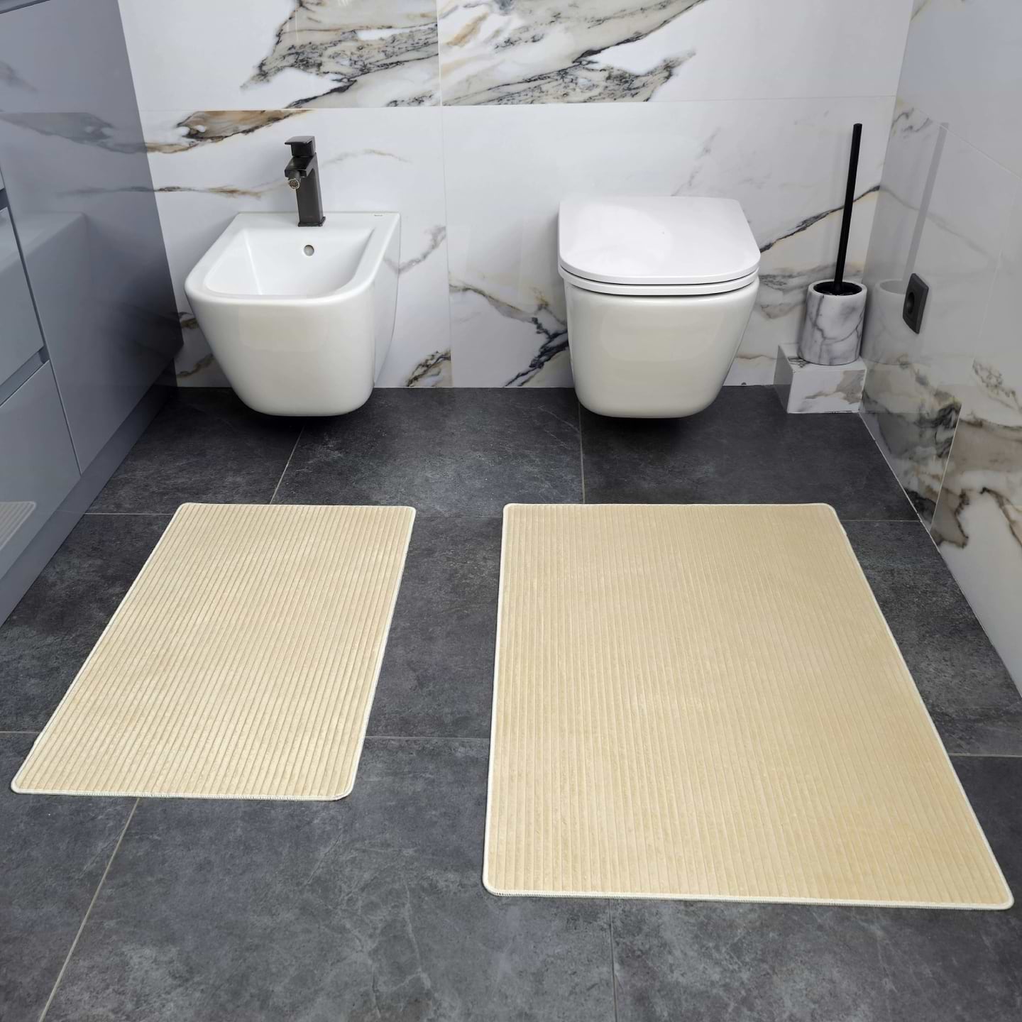 Набір килимів DarianA Fiberline фіберлайн 45х75+60х90 см Айворі (1000010293)