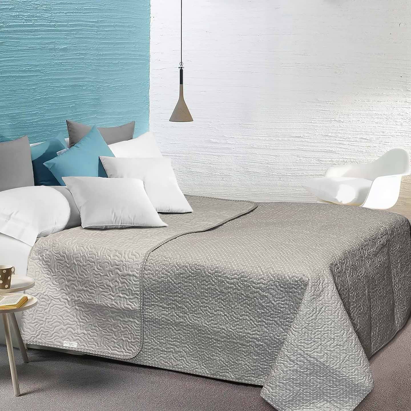 Покривало полуторне Zastelli двосторонє Горошок 41/14-4102 145х210 см сірий (20293)