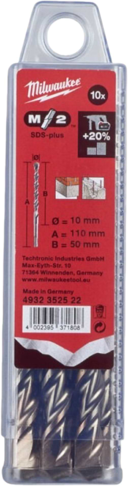 Бур Milwaukee SDS-PLUS M2 12,0х260х200 мм 10 шт. (4932399344)