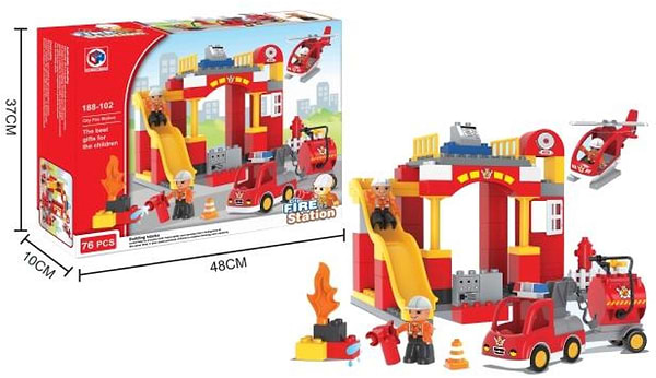 Фото - Пластиковый конструктор KID'S HOME TOYS Пожарная станция большие детали 76 эл. (188-102)