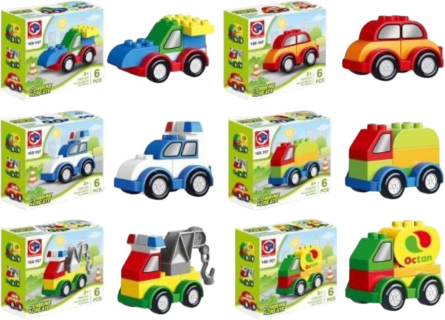 Базовый игровой транспорт для малыша KID'S HOME TOYS Конструктор авто большие детали 6 шт. в ассортименте (188-167)