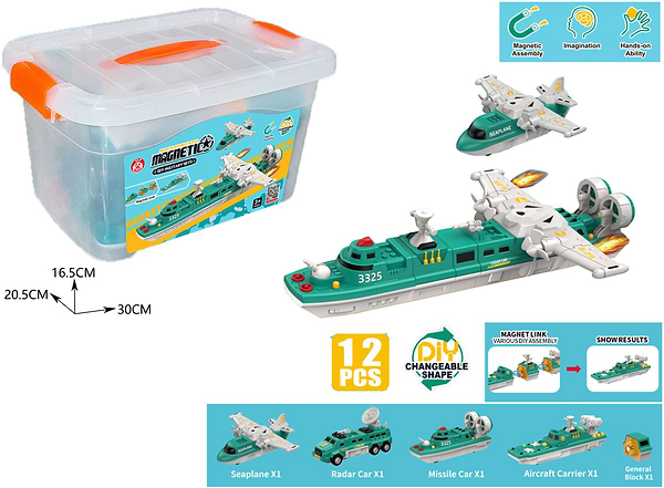 Фото - Магнитный конструктор для малышей XT транспорт 12 дет. (XH8893)