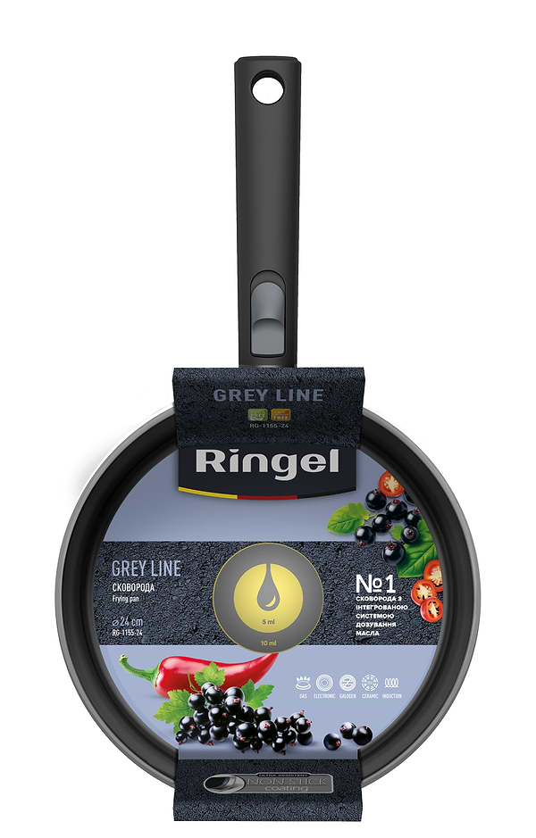 Фото - Сковорода универсальная Ringel Grey Line 24 см со съемной ручкой (RG-1155-24)