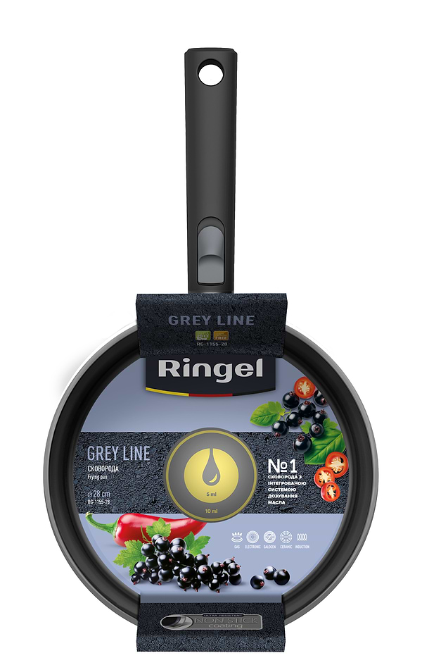 Фото - Сковорода універсальна Ringel Grey Line 28 см зі з`ємною ручкою (RG-1155-28)