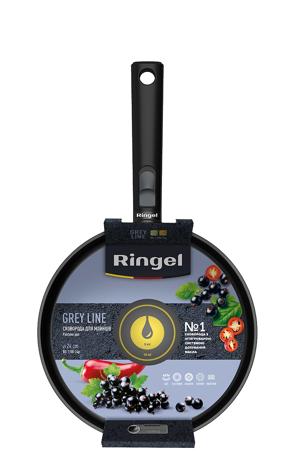 Фото - Сковорода для блинов Ringel Grey Line 24 см со съемной ручкой (RG-1155-24p)