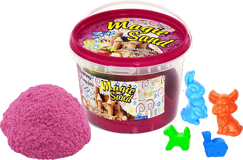 Кинетический песок Strateg Magic sand розовый, ведро 0,5 кг (371-3)