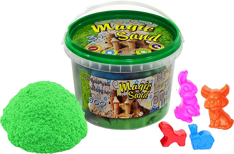 Кинетический песок Strateg Magic sand зелёный, ведро 0,5 кг (371-5)