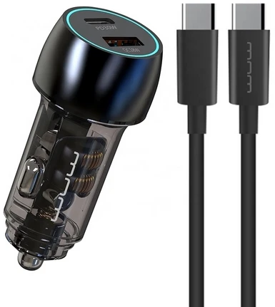 Автомобільний зарядний пристрій WUW T103C PD 30W +QC 3.0 18W black (6978749570440)