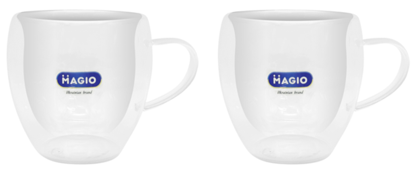 Набір чашок з подвійними стінками Magio 300 мл 2 шт. (MG-1296)