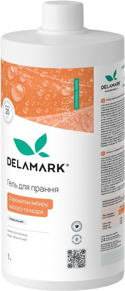 Фото - Гель для прання DeLaMark з ароматом імбиру, мускусу та кедра 1 л (4820152333988)