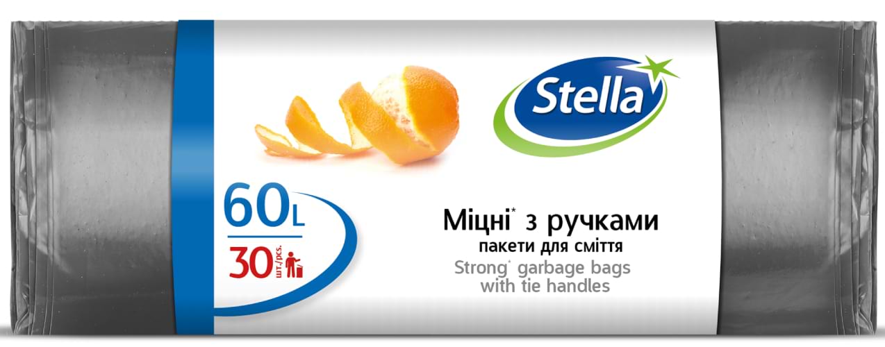 Пакет для сміття STELLA Міцні з затяжкою, 60 л, 30 шт - Фото 1