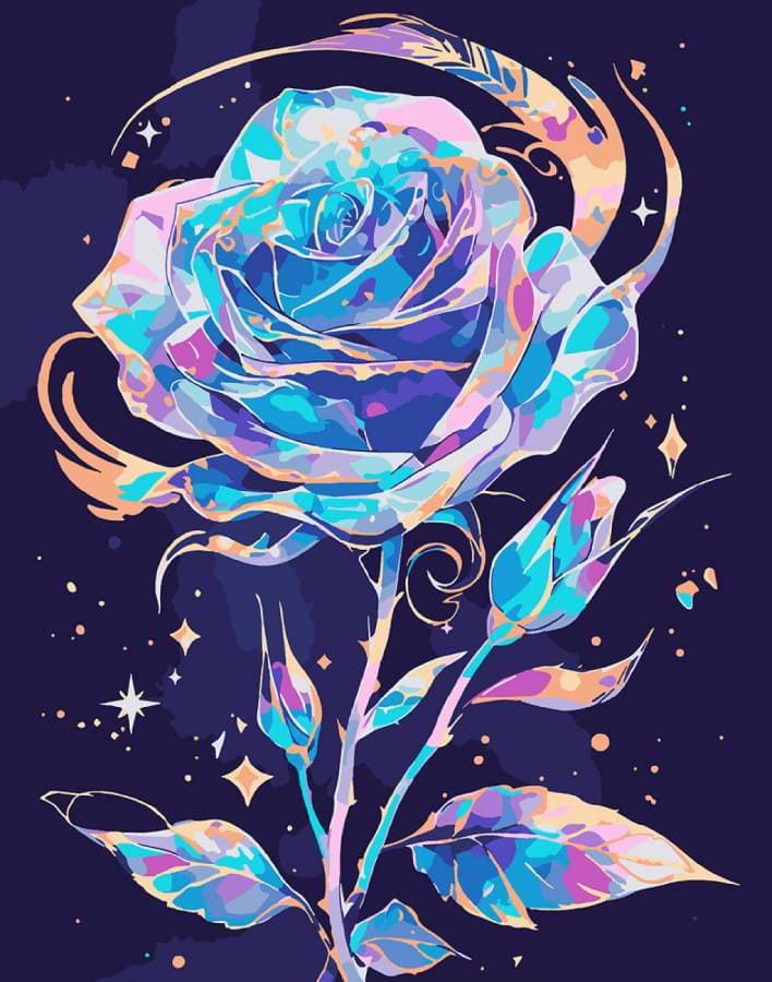 Картина по номерам Santi Блестящая роза 40х50 см LED подсветка (956647)