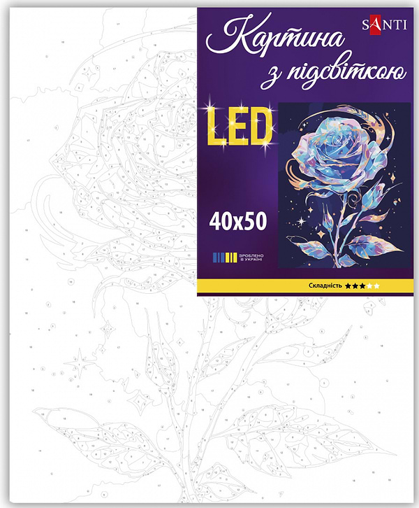 Фото - Картина за номерами Santi Блискуча троянда 40х50 см LED підсвітка (956647)