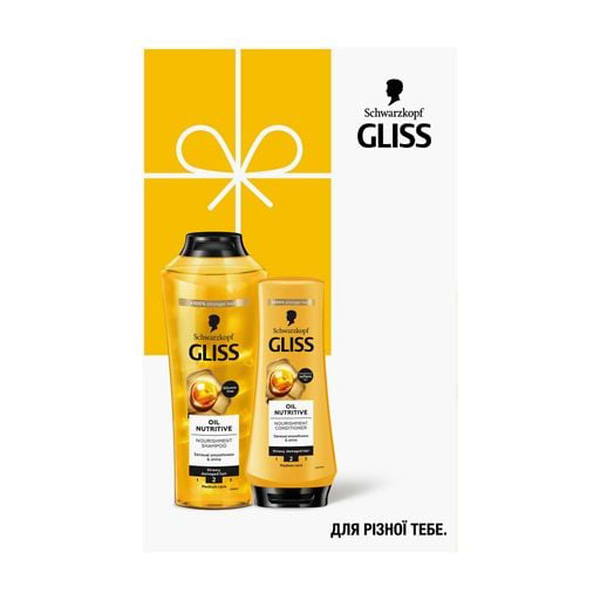 Фото - Подарочный набор для ухода за волосами Schwarzkopf Prof. Gliss Kur Oil Nutritive. Шампунь 250 мл + Бальзам 200 мл