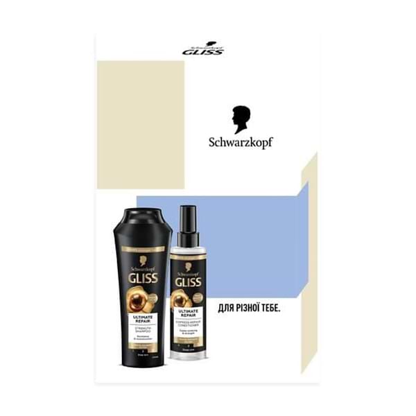 Фото - Уцінка - Подарунковий набір для догляду за волоссям Schwarzkopf Prof. Gliss Kur Ultimate repair. Шампунь 250 мл + Кондіционер 200 мл