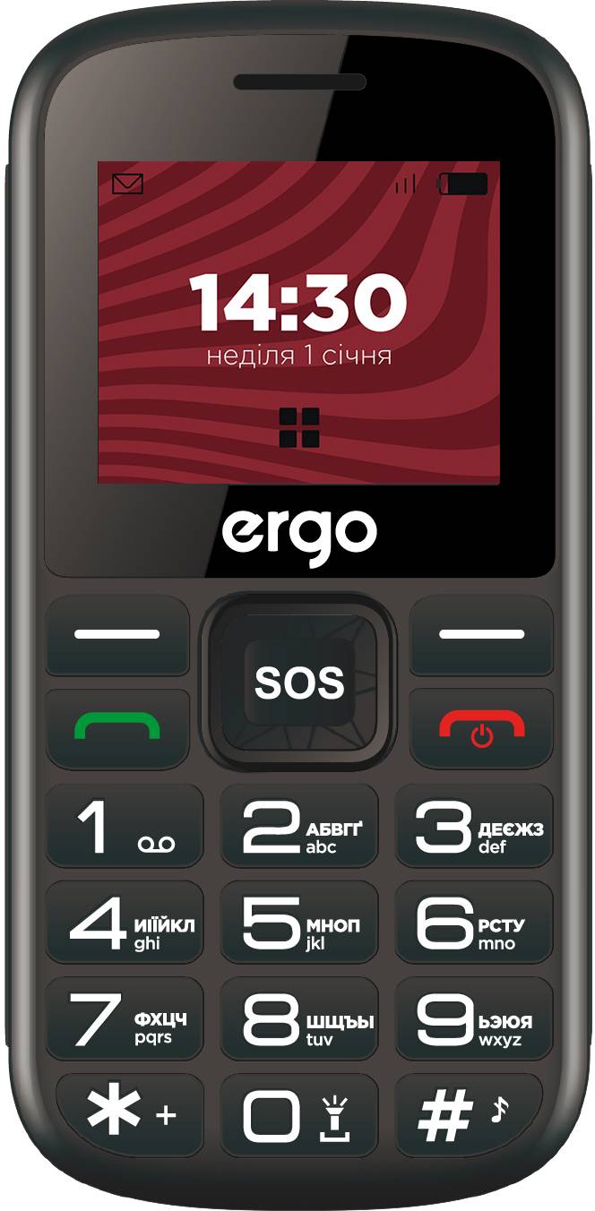 Мобильный телефон Ergo R202 Dual Sim Black - Фото 1