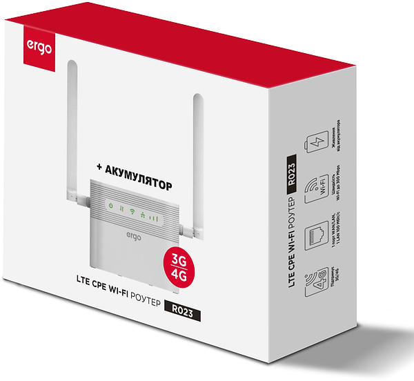 Фото - Маршрутизатор інтернет WiFi4+4G Ergo R023 з акум.