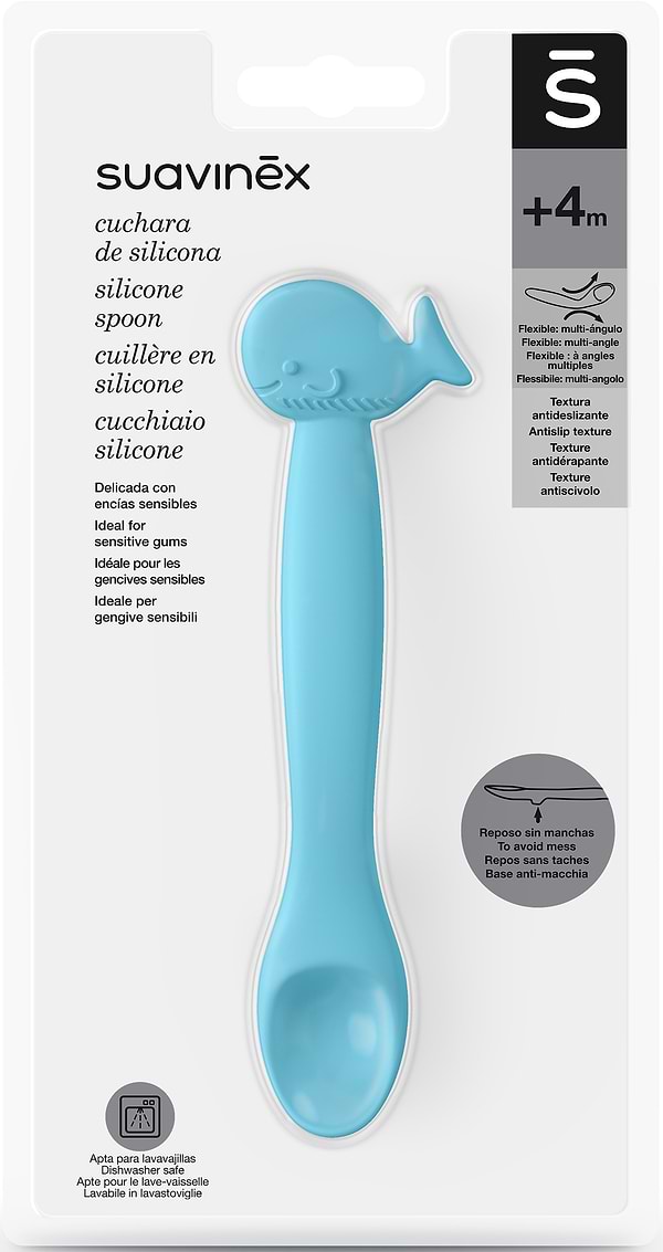 Фото - Ложка дитяча Suavinex блакитний кит (401352)