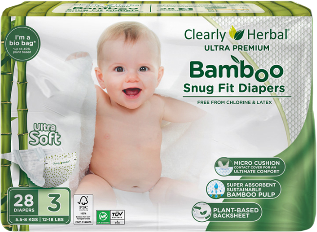 Одноразові підгузки Clealry Herbal Bamboo розмір 3 (5,5-8 кг) 28 шт. (1135)