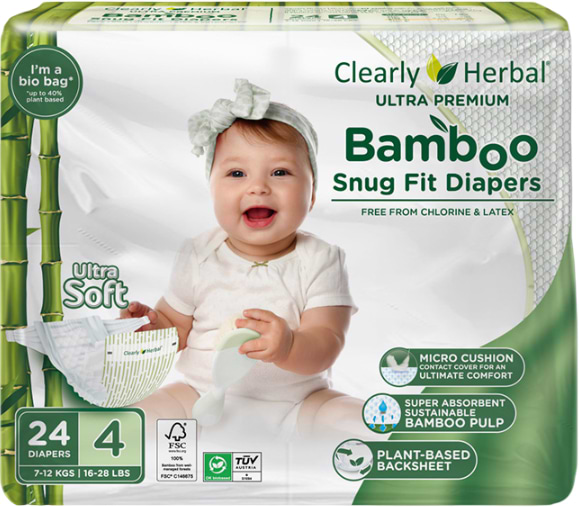 Одноразові підгузки Clealry Herbal Bamboo розмір 4 (7-12 кг) 24 шт. (1136)