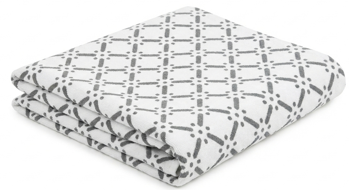 Рушник банний GM Textile махровий сірий принт 70х150 - Фото 1