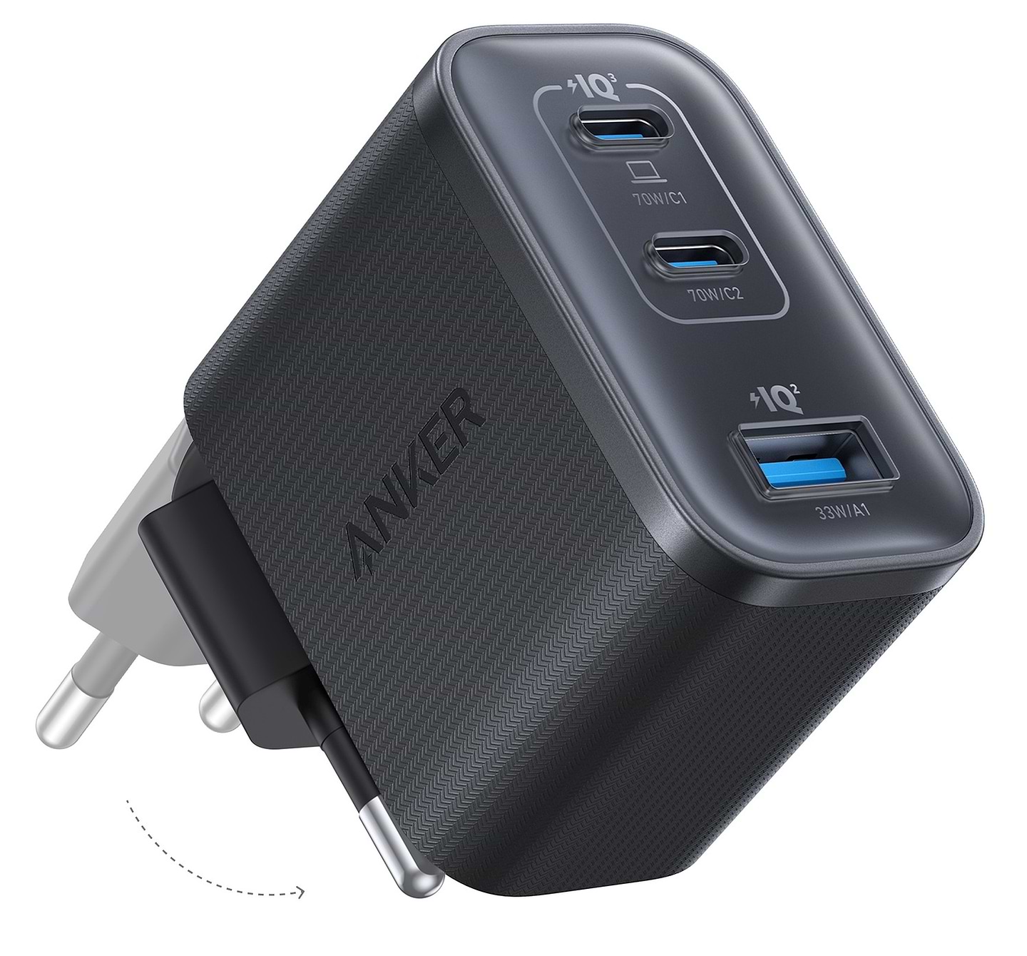 Сетевое зарядное устройство Anker Charger 70W 2xUSB-C PD & 1xUSB-A Black (A121AL11)