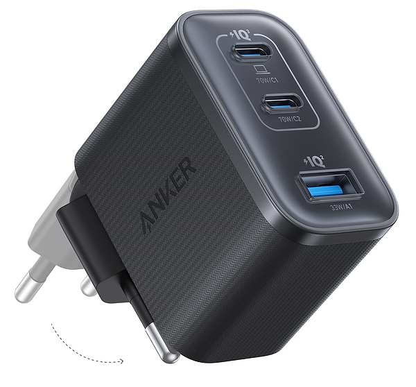 Фото - Сетевое зарядное устройство Anker Charger 70W 2xUSB-C PD & 1xUSB-A Black (A121AL11)