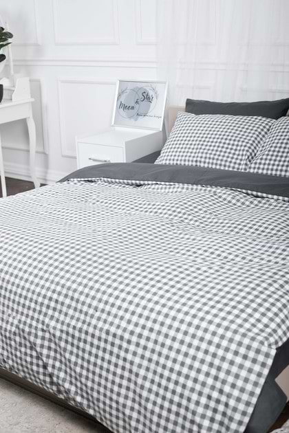 Фото - Комплект постельного белья Moon&Star 160х220х2 нав. 2х70х70 Gray Square Ranforce Elite (MS-820000032)