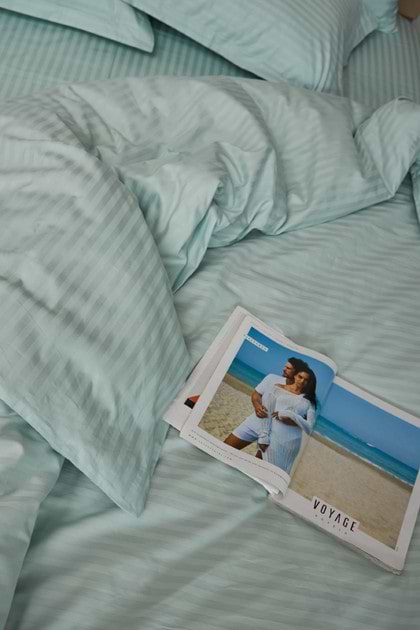 Фото - Комплект постельного белья Moon&Star 160х220х2 нав. 2х70х70 Stripe Mint Satin Stripe (MS-820000622)