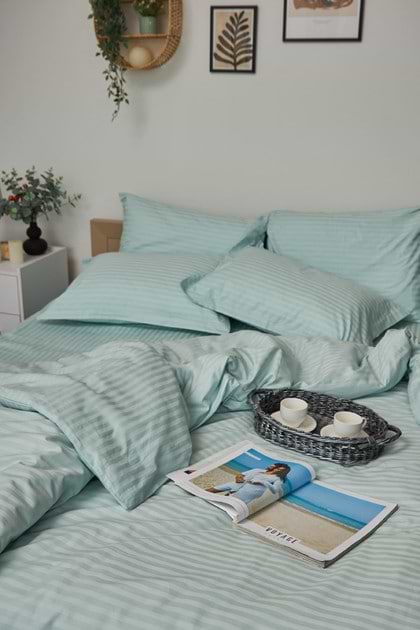 Фото - Комплект постельного белья Moon&Star 160х220х2 нав. 2х70х70 Stripe Mint Satin Stripe (MS-820000622)