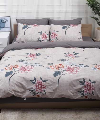 Фото - Комплект постільної білизни Moon&Star 160х220х2 нав. 4х50х70 Flowers Gray Бязь Gold Люкс (MS-820001043)