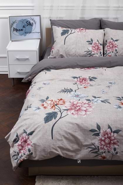 Фото - Комплект постільної білизни Moon&Star 160х220х2 нав. 4х50х70 Flowers Gray Бязь Gold Люкс (MS-820001043)