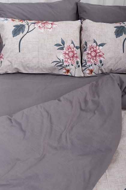 Фото - Комплект постільної білизни Moon&Star 160х220х2 нав. 4х50х70 Flowers Gray Бязь Gold Люкс (MS-820001043)