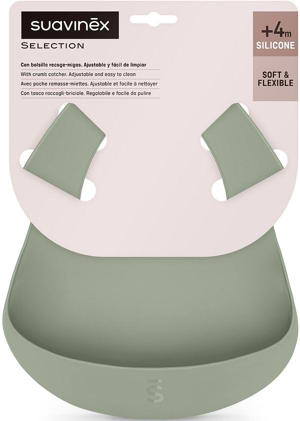 Фото - Нагрудник силіконовий Suavinex Colour Essence зелений (402976)