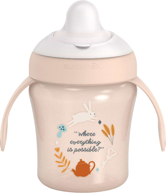 Чашка-непроливайка детская Suavinex 200 мл +6 мес. Wonderland розовая (402788)