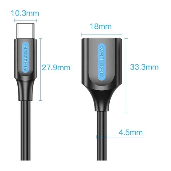 Фото - Переходник Vention USB 2.0 Type-C --> USB AF (OTG), 0.15m (CCSBB)